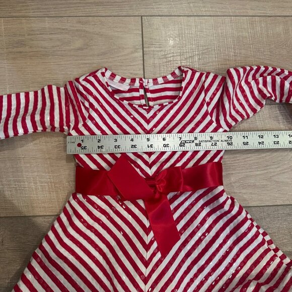 BONNIE BABY GIRLS 24 MONTH CANDY CANE STRIPE RED WHITE CHRISTMAS DRESS - Picture 5 of 7
